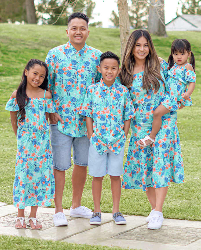 Girls Matching Family Tropical Tiered Dress