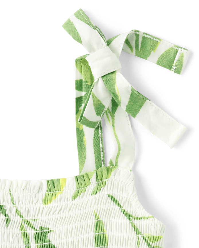 Girls Matching Family Palm Leaf Tiered Dress
