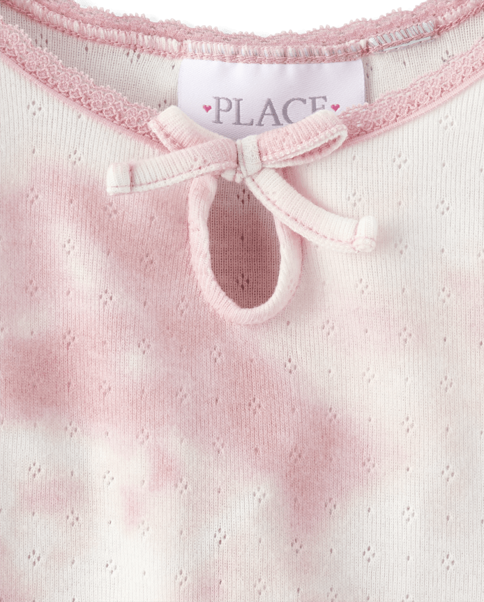 Girls Tie Dye Pointelle Top