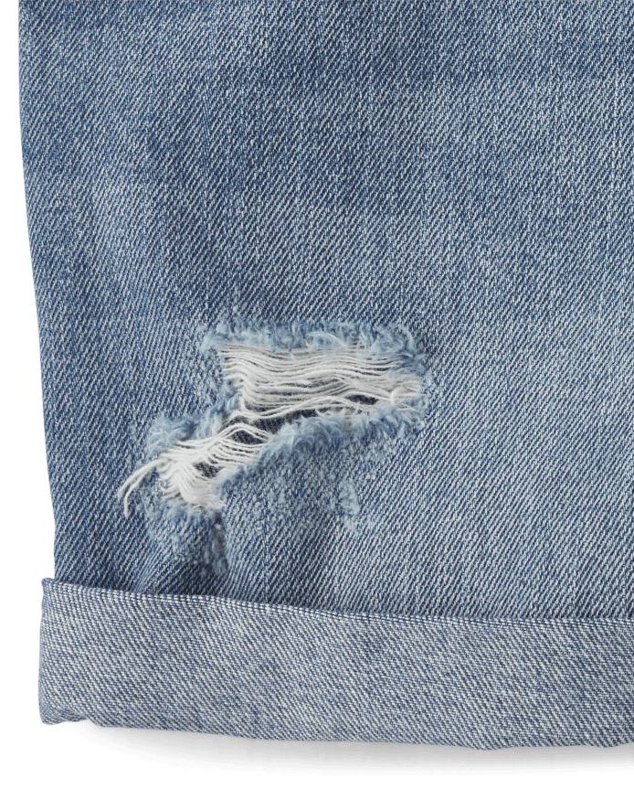 Girls Roll Cuff Denim Shortalls