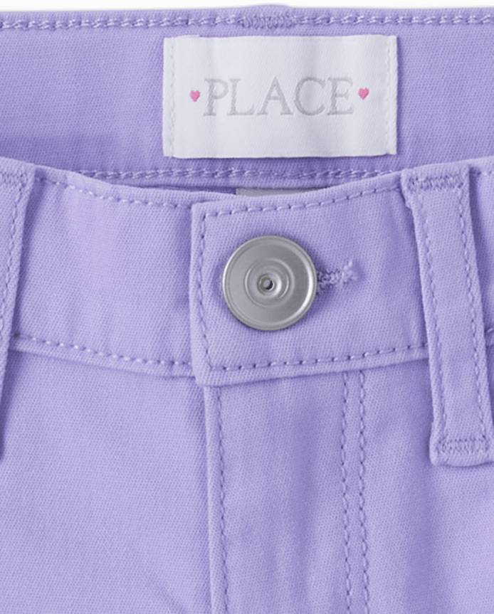 Girls Roll Cuff Twill Skimmer Shorts