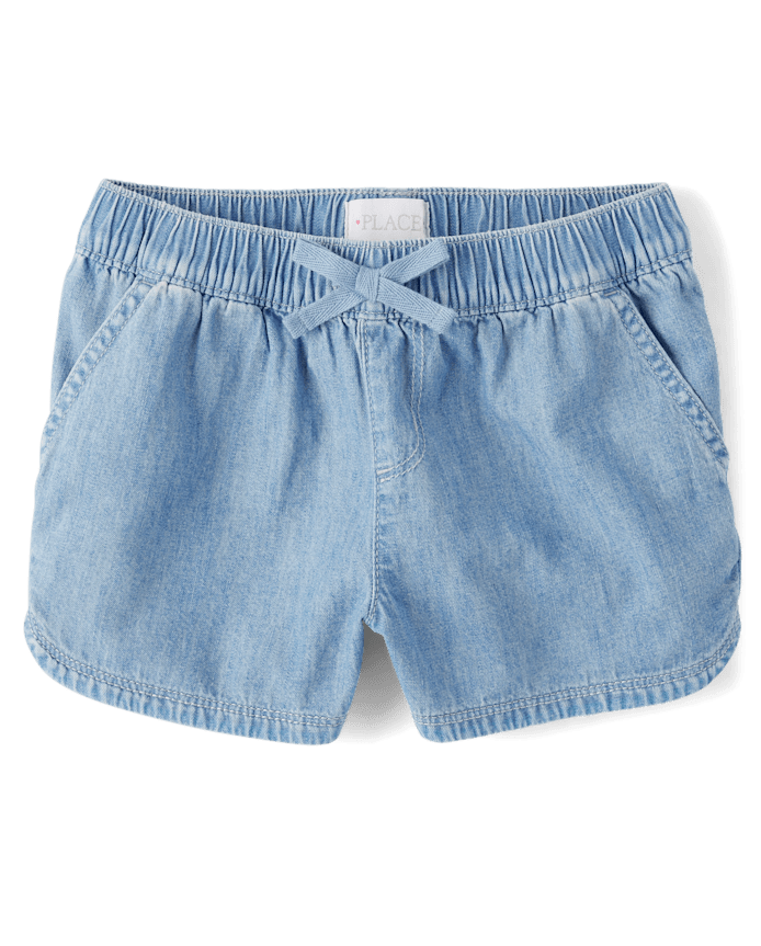 Girls Chambray Pull On Shorts