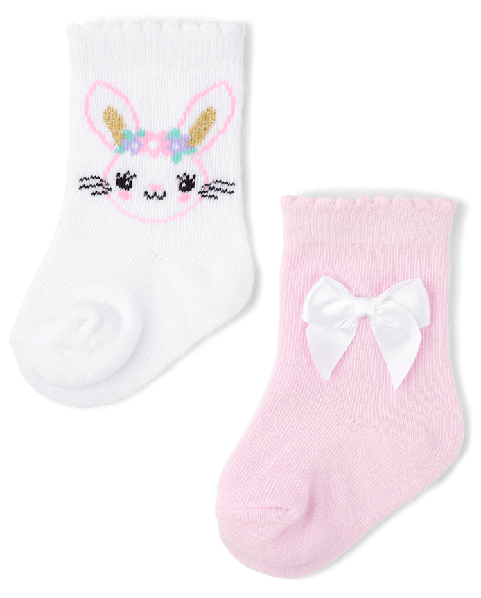 Baby And Toddler Girls Bunny Midi Socks 2-Pack
