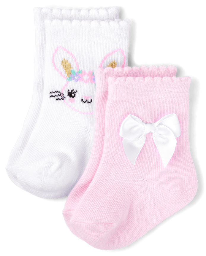 Baby And Toddler Girls Bunny Midi Socks 2-Pack