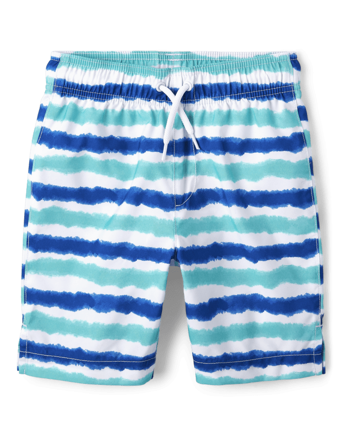 Boys Striped Swim Trunks