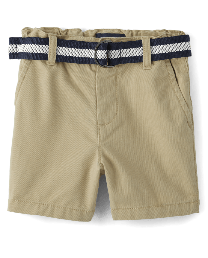 Short chino ceinturé pour bébé et tout-petit garçon