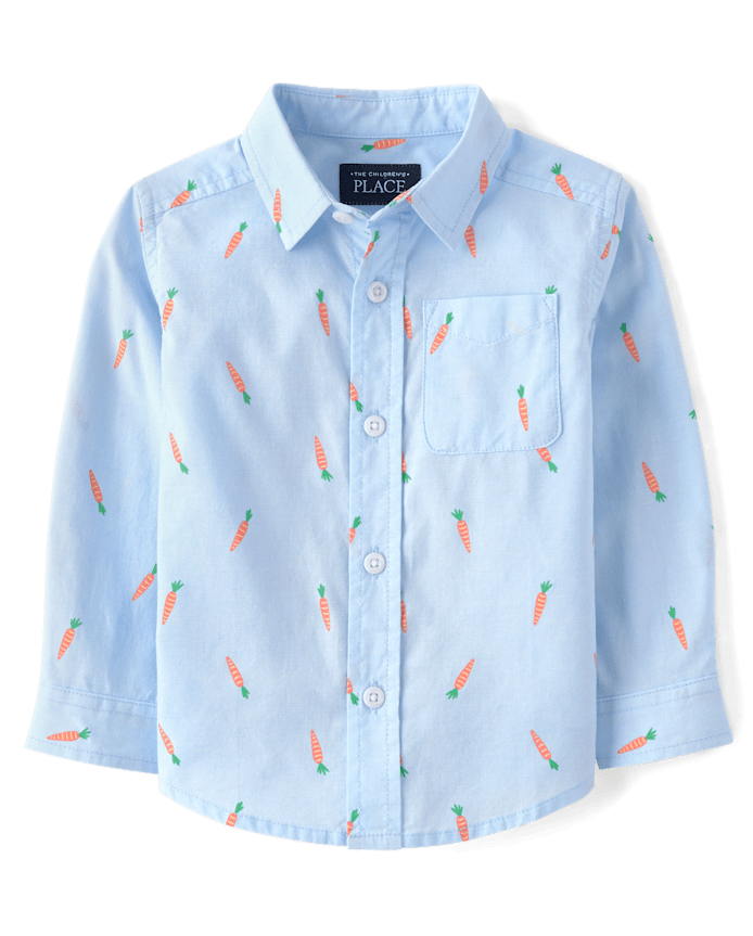 Chemise boutonnée en popeline carotte pour bébé et tout-petit garçon