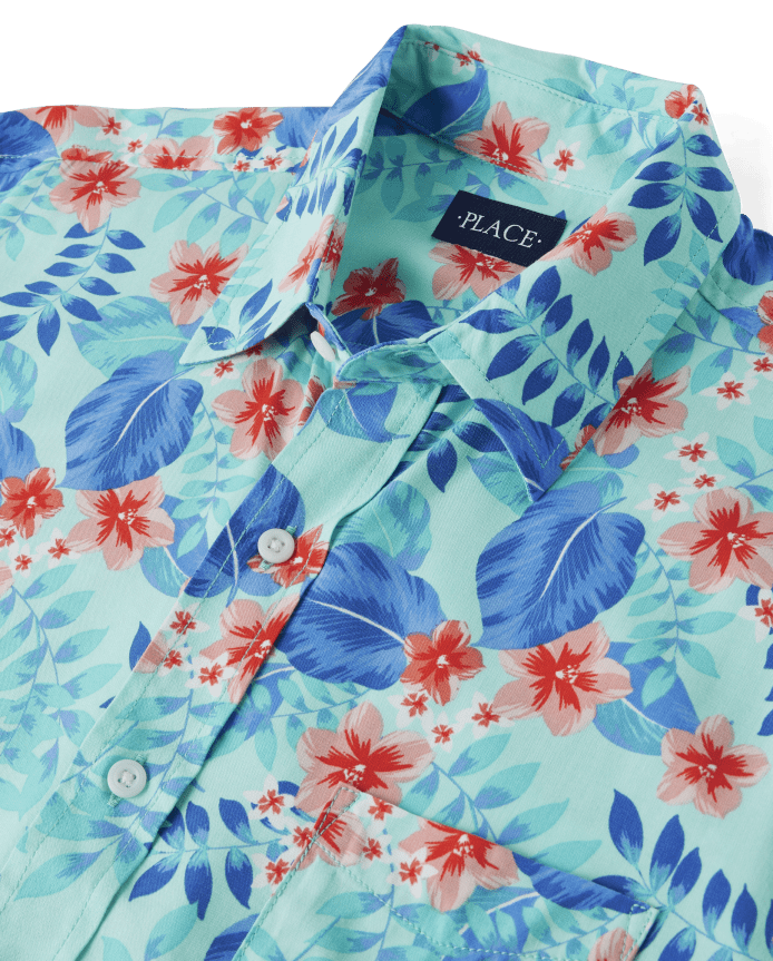 Mens Matching Family Tropical Button Up Shirt