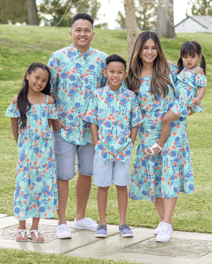 Mens Matching Family Tropical Button Up Shirt