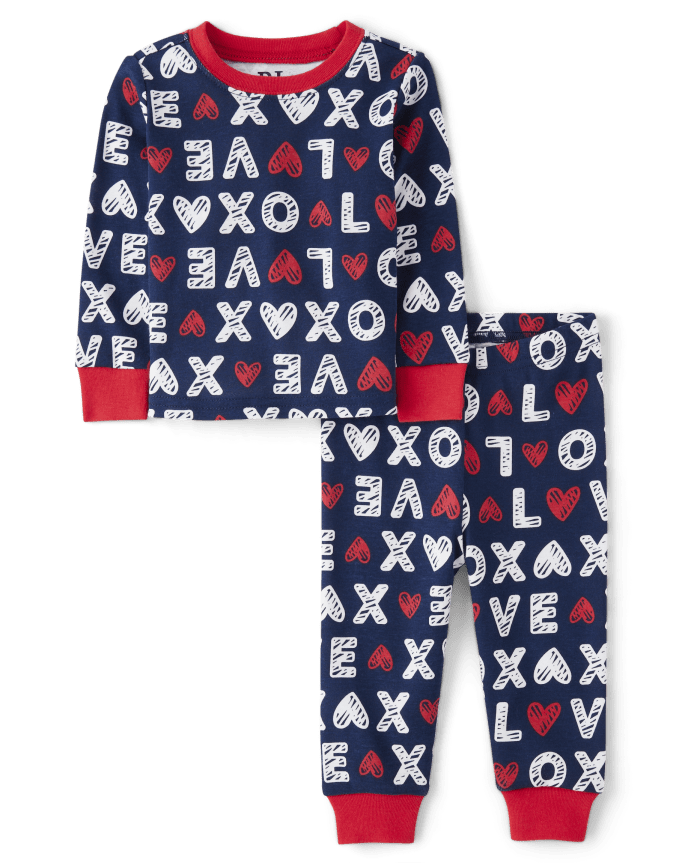 Baby And Toddler Matching Family Love Snug Fit Cotton Pajamas