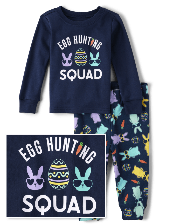 Baby And Toddler Boys Matching Family Egg Hunting Squad Snug Fit Cotton Pajamas
