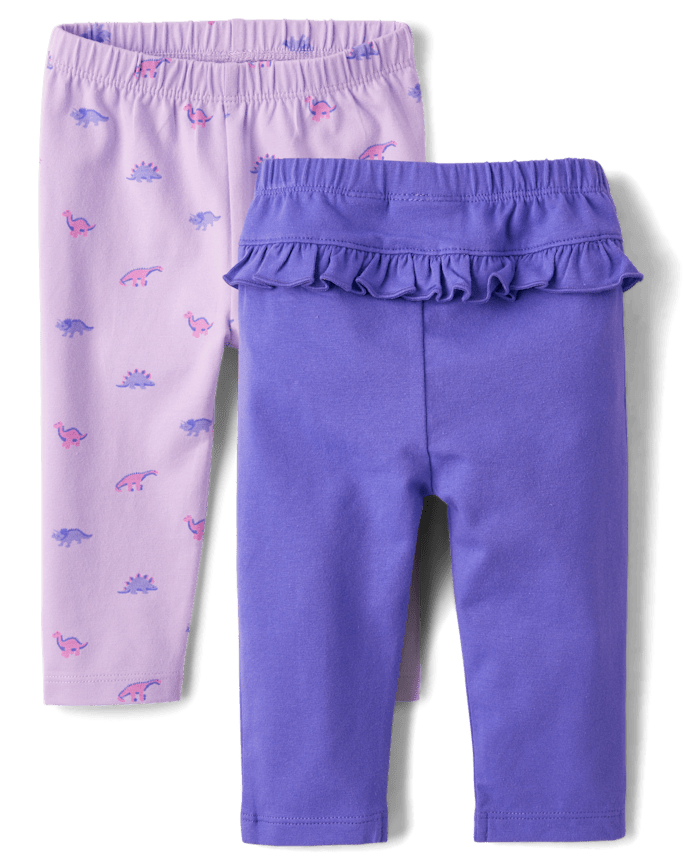 Baby Girls Dino Ruffle Leggings 2-Pack