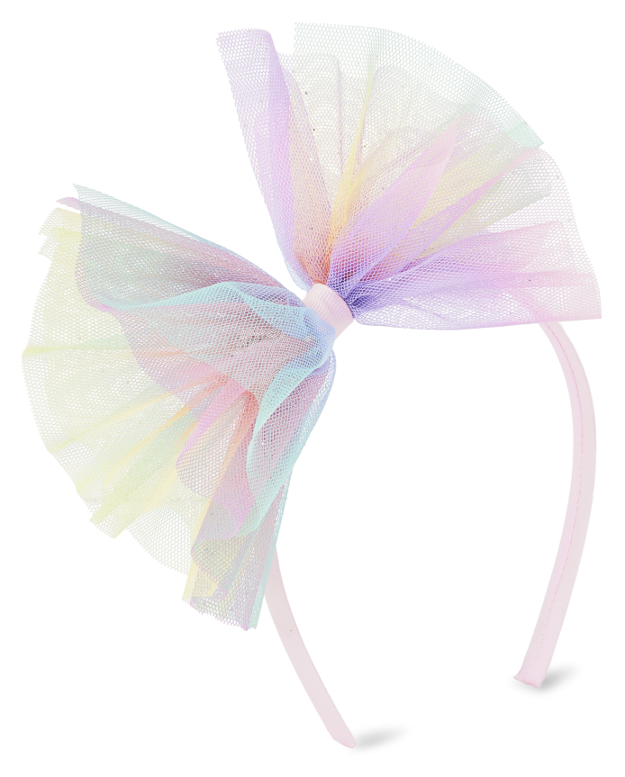 Girls Rainbow Mesh Bow Headband