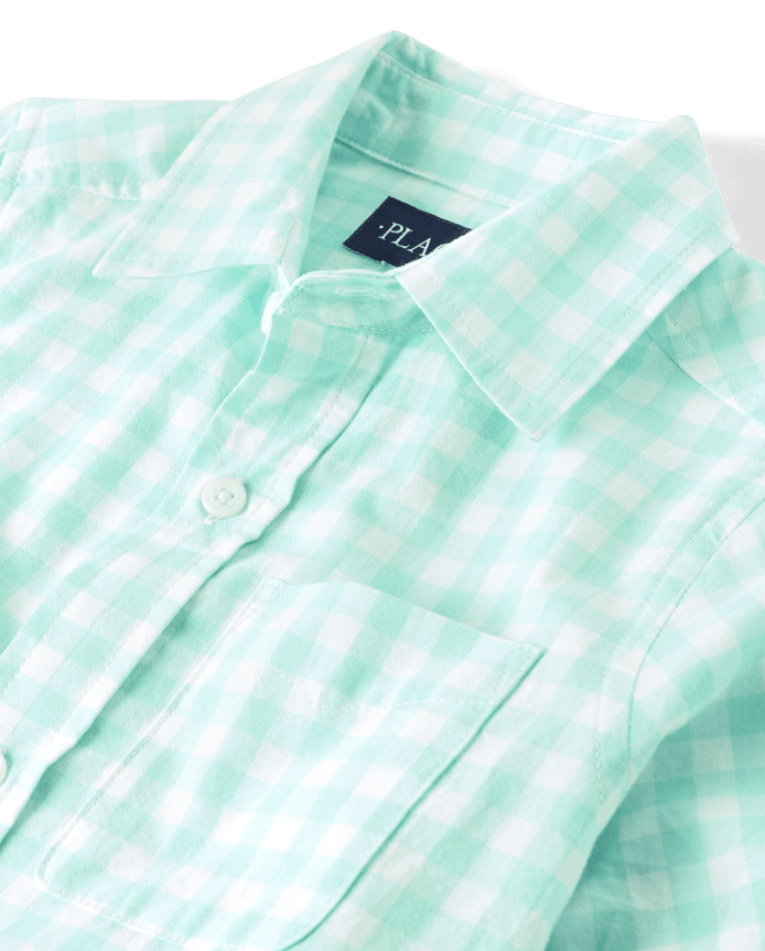 Boys Dad And Me Gingham Poplin Button Up Shirt
