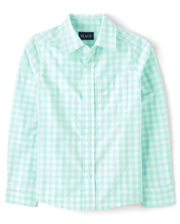 Boys Dad And Me Gingham Poplin Button Up Shirt