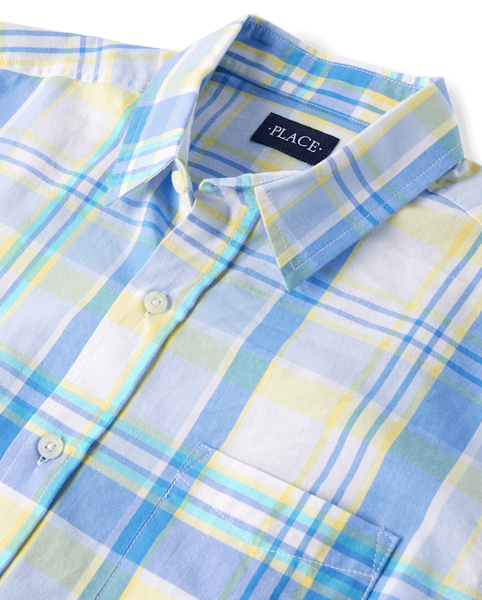 Mens Dad And Me Plaid Poplin Button Up Shirt