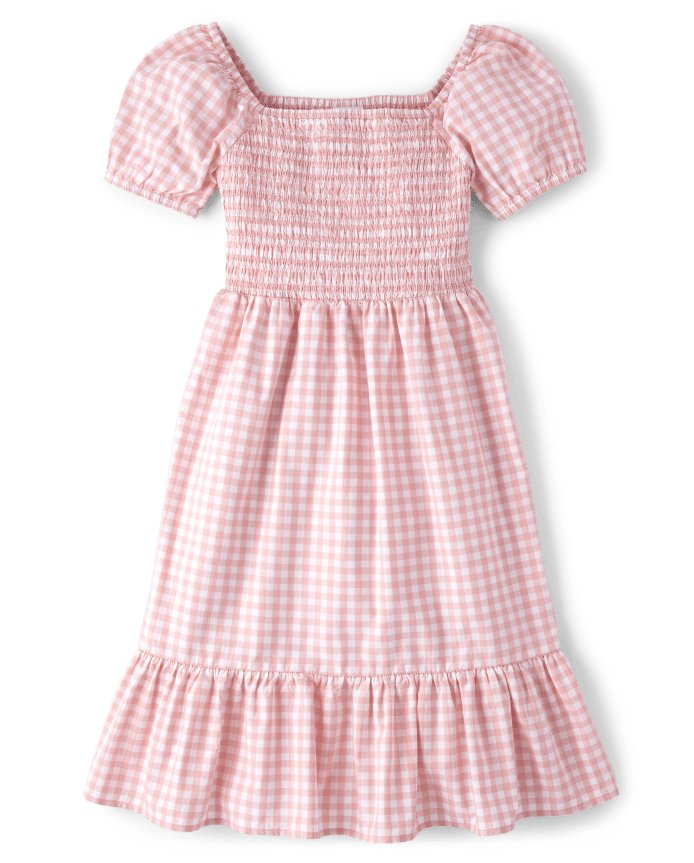 Womens Mommy And Me Gingham Poplin Tiered Dress