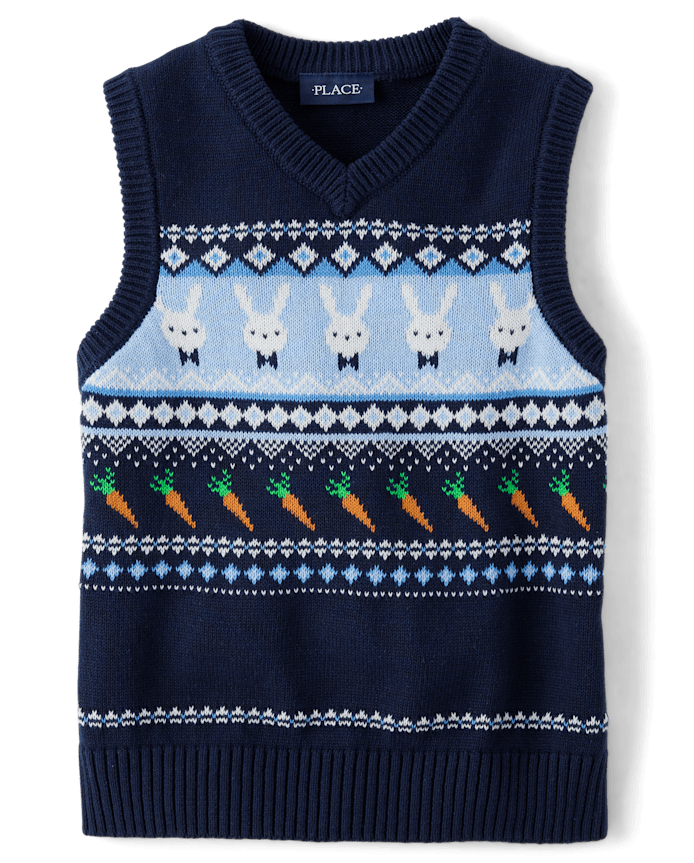 Boys Intarsia Bunny Sweater Vest