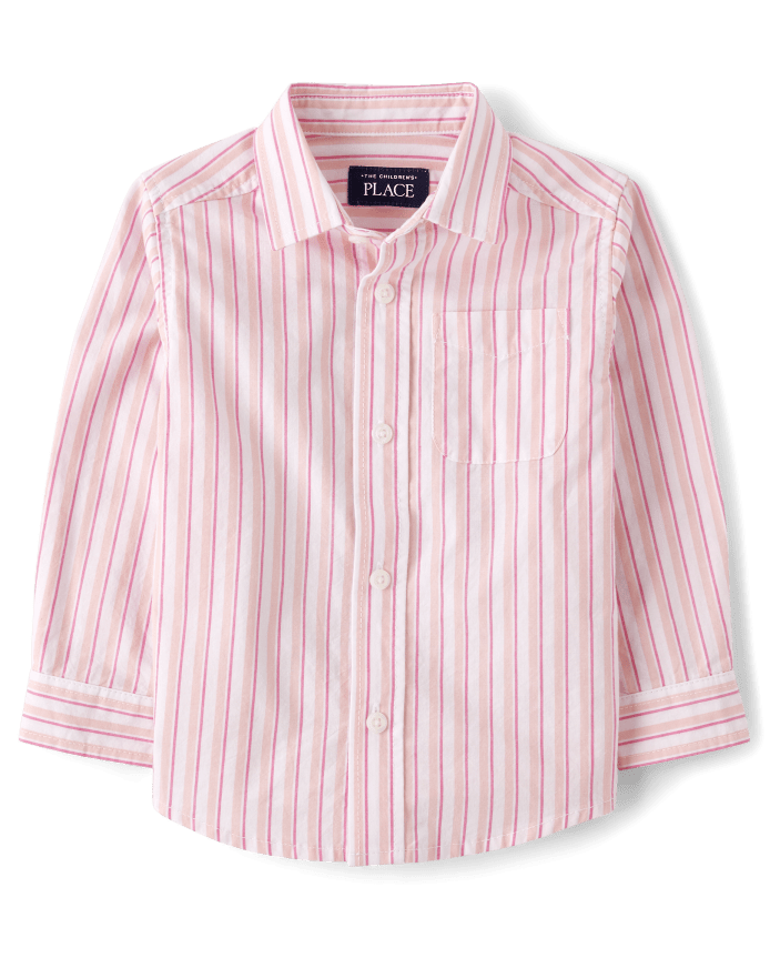 Baby And Toddler Boys Dad Me Striped Poplin Button Up Shirt