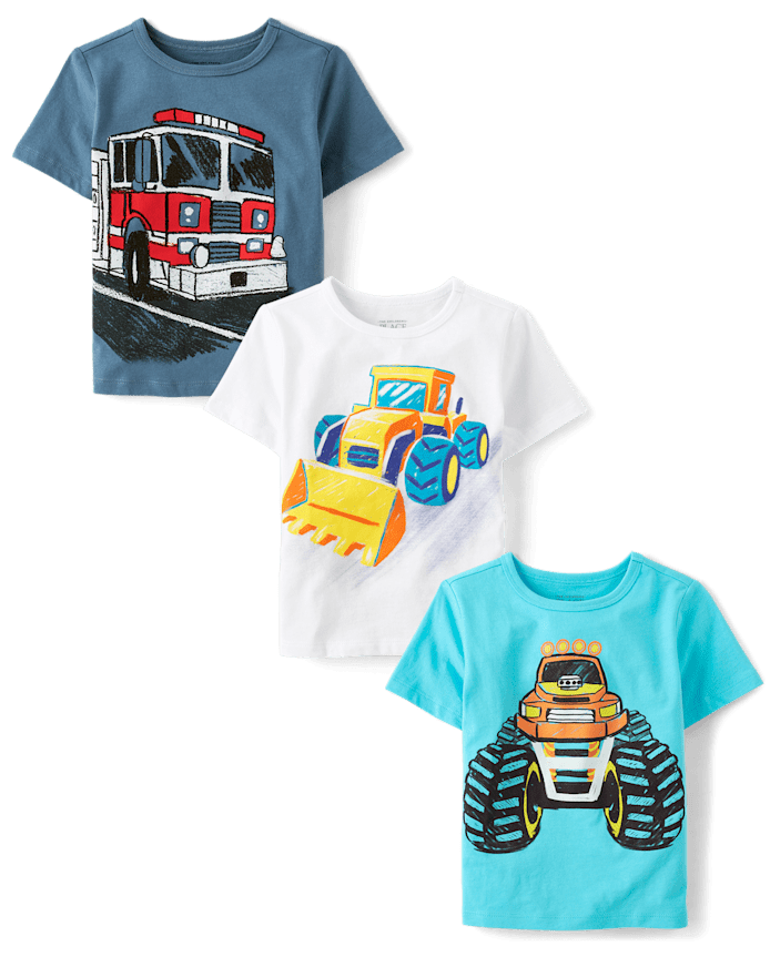 Baby And Toddler Boys Vehicle Graphic Tee 3-Pack