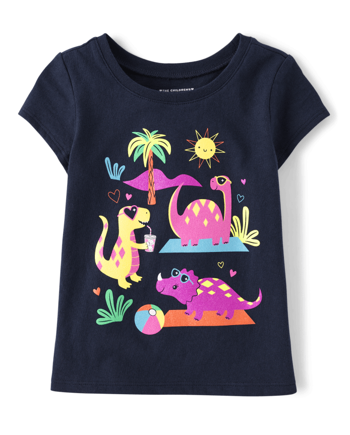Baby And Toddler Girls Dino Graphic Tee
