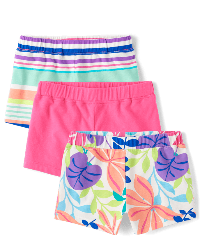 Toddler Girls Tropical Leaf Shorts 3-Pack