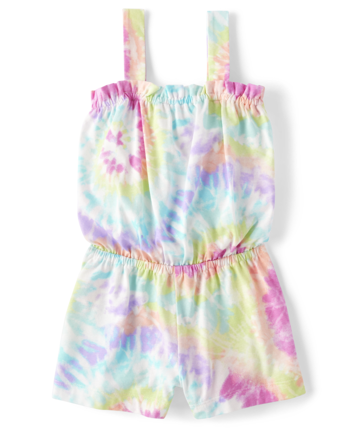Baby And Toddler Girls Rainbow Tie Dye Smocked Romper