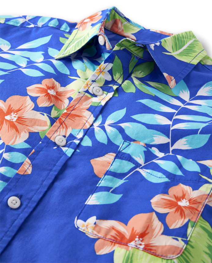 Mens Matching Family Tropical Poplin Button Up Shirt