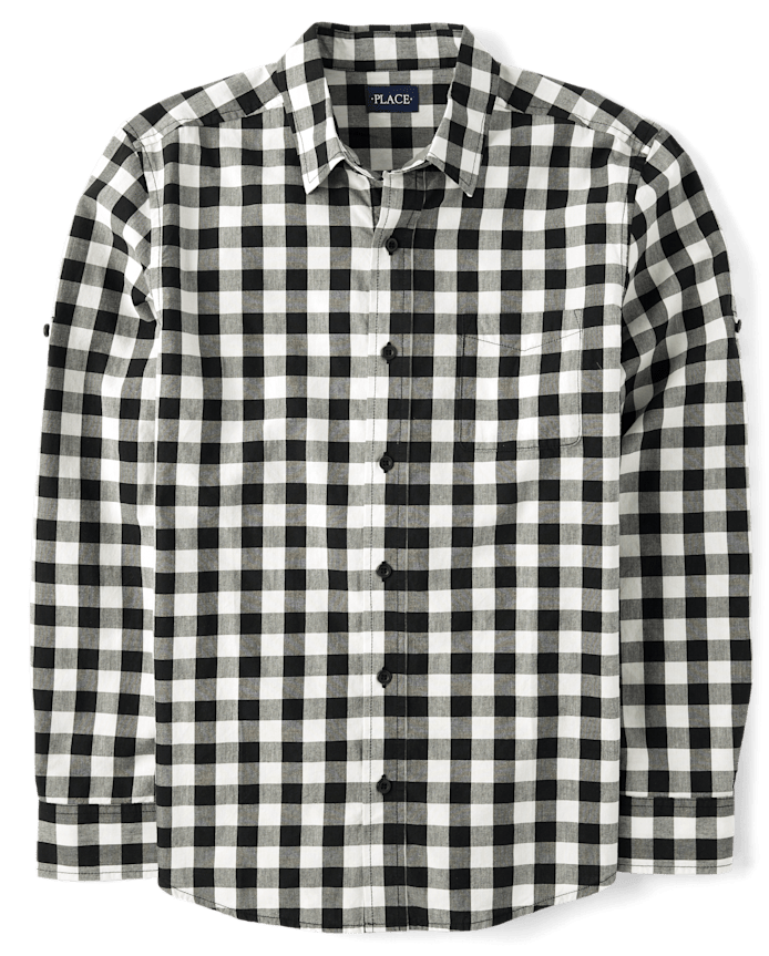 Mens Matching Family Gingham Poplin Button Up Shirt