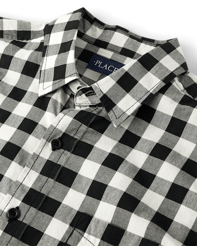 Mens Matching Family Gingham Poplin Button Up Shirt