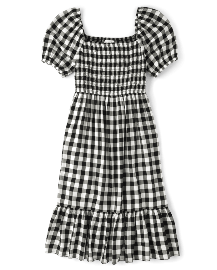 Womens Matching Family Smocked Gingham Ruffle Dress