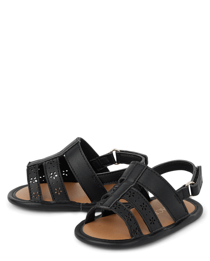 Sandales gladiateur à fleurs perforées pour bébés filles