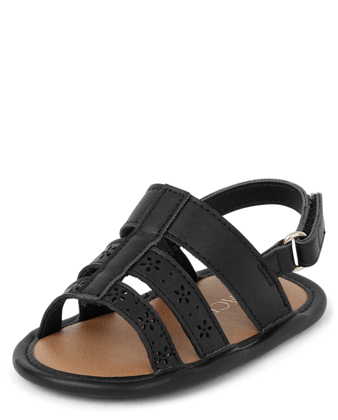 Sandales gladiateur à fleurs perforées pour bébés filles