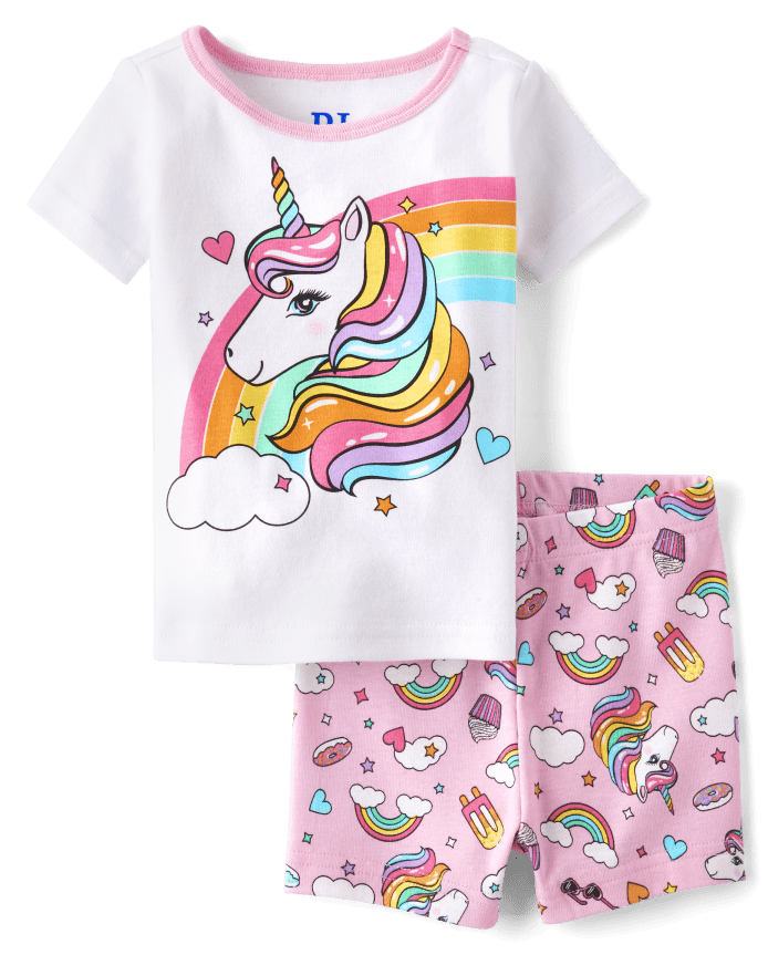bébé et tout-petit, fille licorne arc-en-ciel Pyjama en coton ajusté