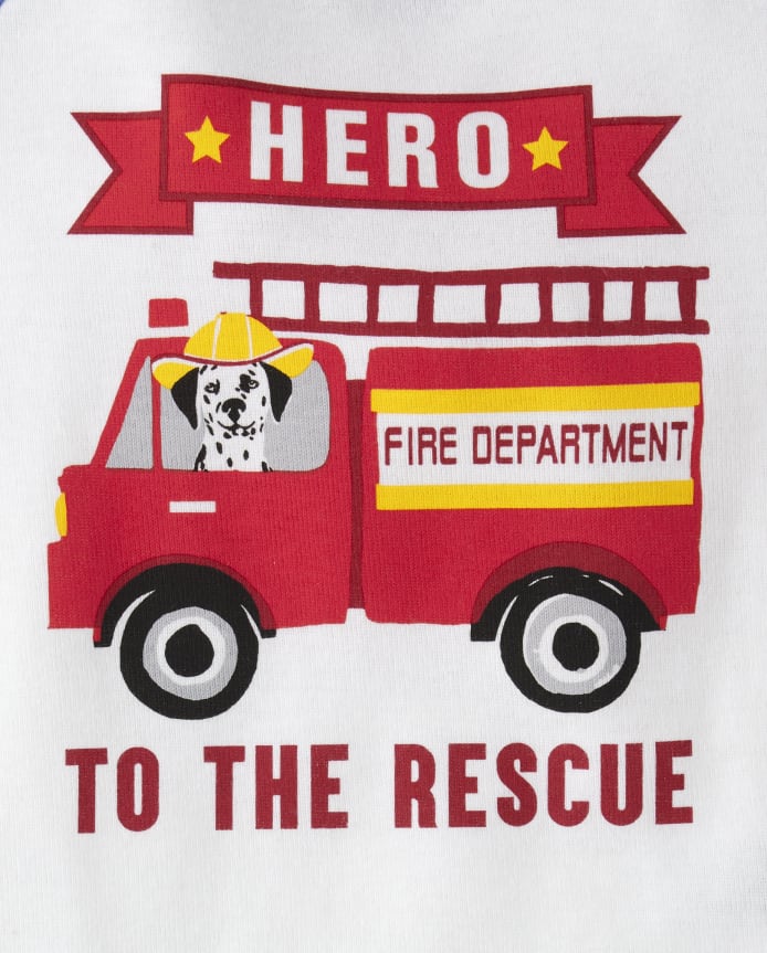 Pyjama en coton ajusté avec camion de pompiers pour bébés et tout-petits garçons
