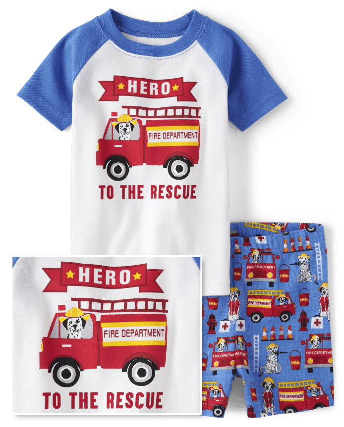 Baby And Toddler Boys Fire Truck Snug Fit Cotton Pajamas