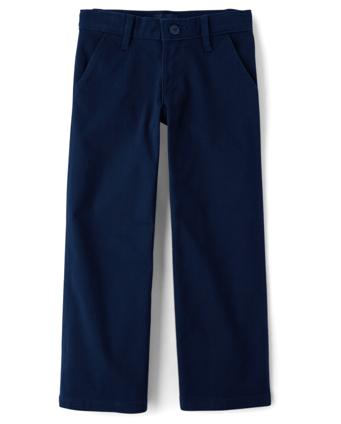 Girls Uniform Stretch Wide Leg Chino Pants