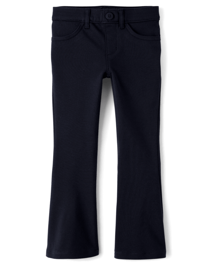 Girls Uniform Ponte Knit Pull On Flare Pants