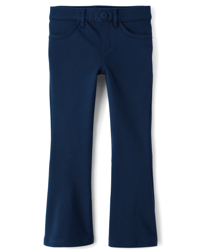 Girls Uniform Ponte Knit Pull On Flare Pants