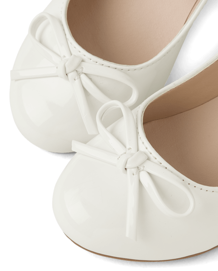 Toddler Girls Bow Faux Patent Leather Low Heel Shoes