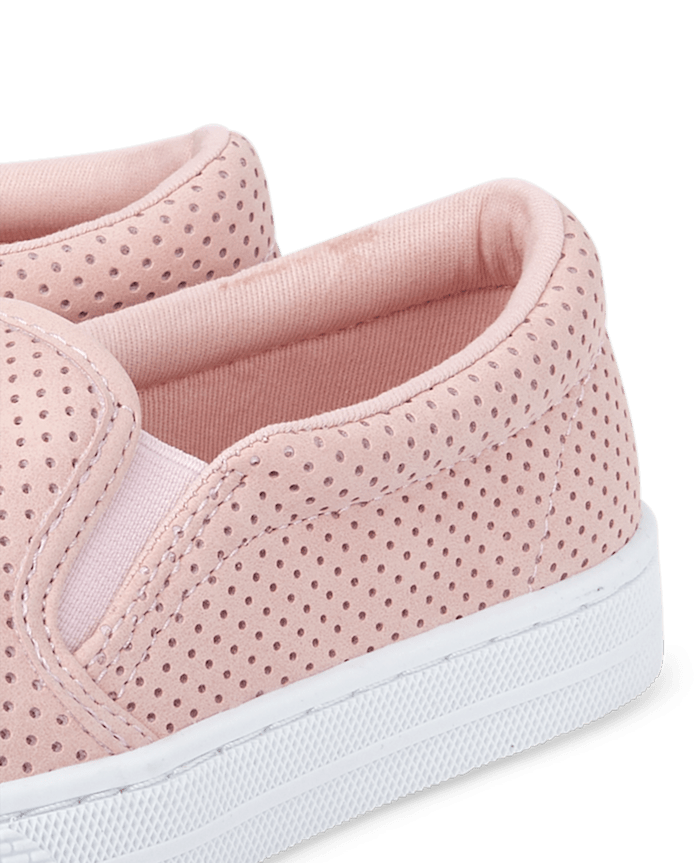Girls Perforated Slip On Sneakers