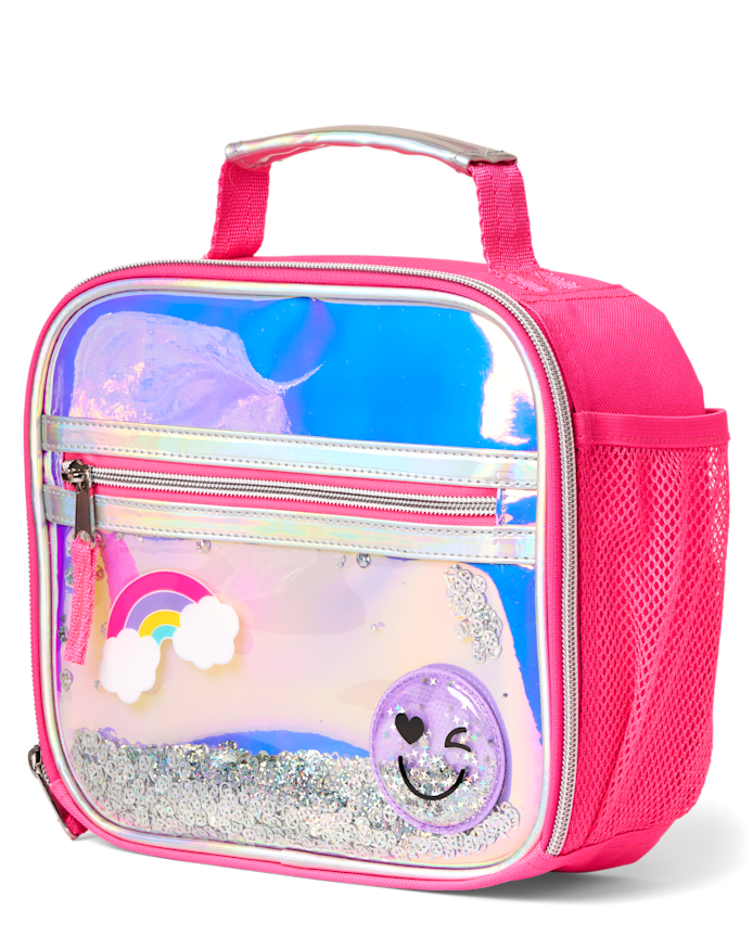 Girls Holographic Shakey Happy Face Lunchbox