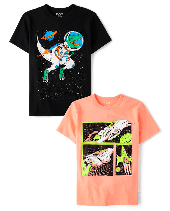 Boys Dino Space Graphic Tee 2-Pack