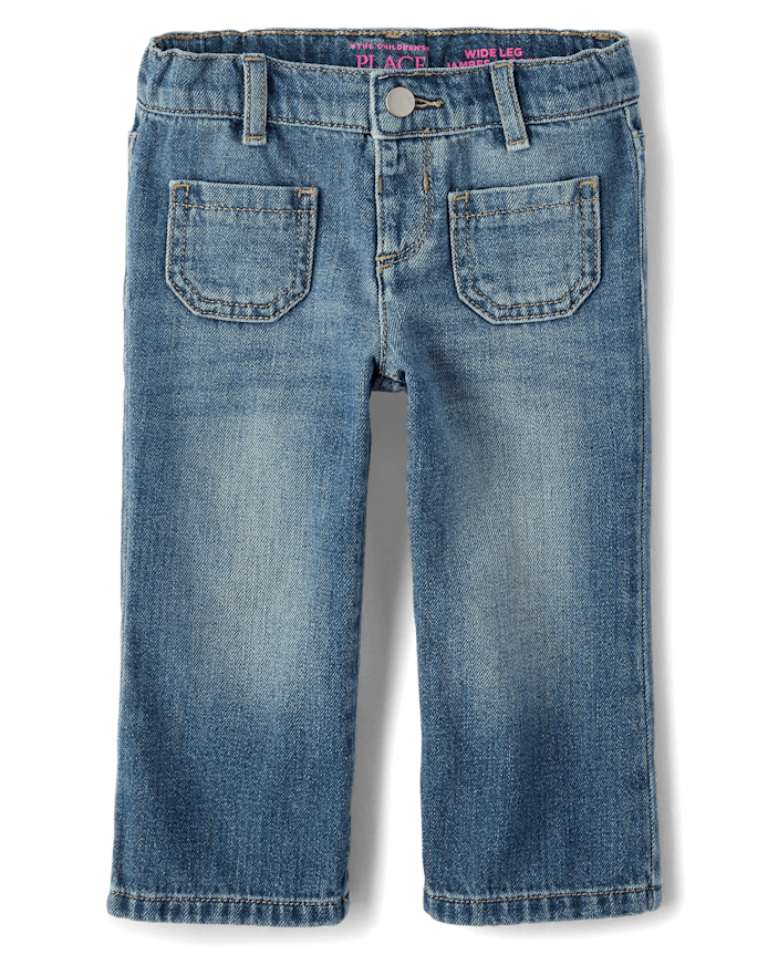 Jean large à poches plaquées pour petites filles