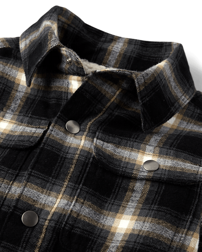 Boys Plaid Sherpa Lined Shacket