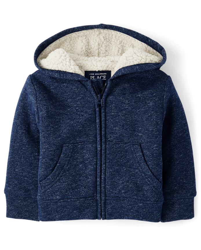 Baby And Toddler Boys Fleece Sherpa Lined Zip Up Hoodie