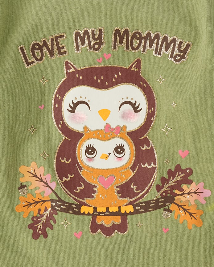 Baby And Toddler Girls Owl Graphic Tee