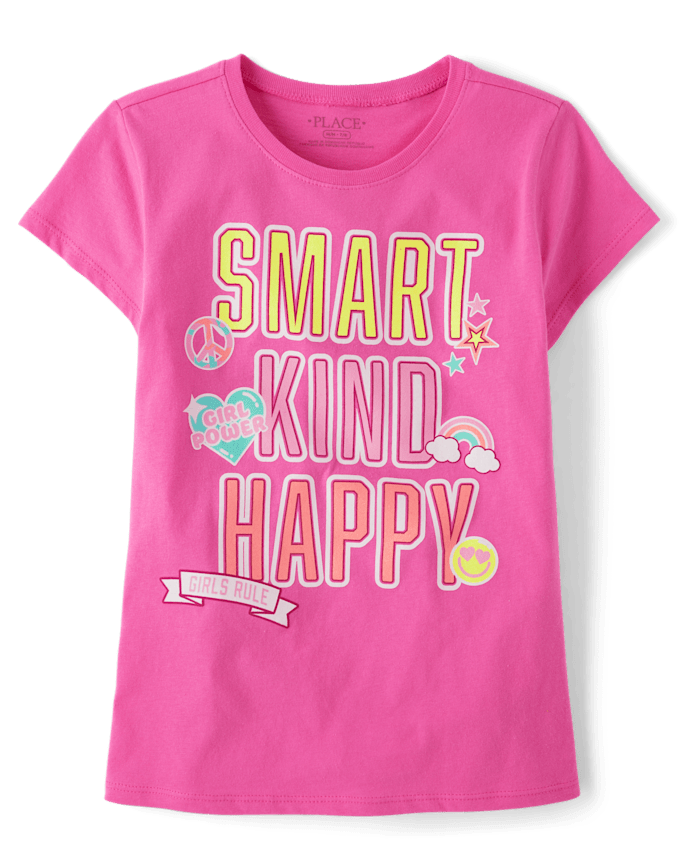 Girls Smart Kind Happy Graphic Tee