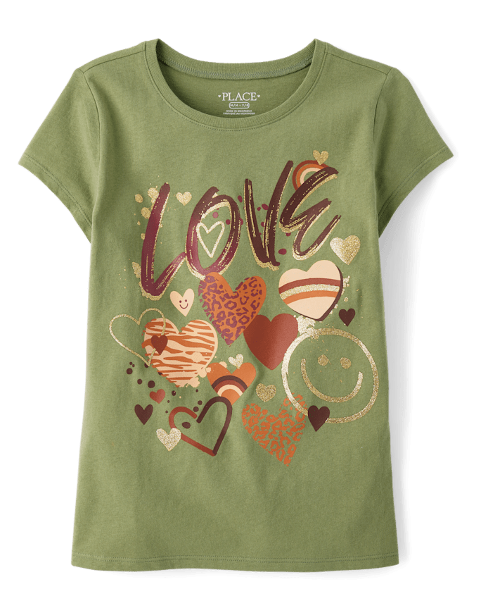 Girls Love Heart Graphic Tee
