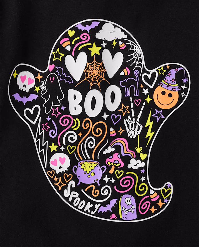 Girls Glow Ghost Boo Graphic Tee